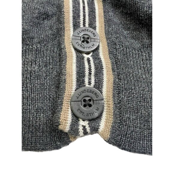 J Lindeberg Cardigan Sweater Mens XXL Fits Sz LARGE Gray Elbow Patch Pinehurst - Picture 7 of 14